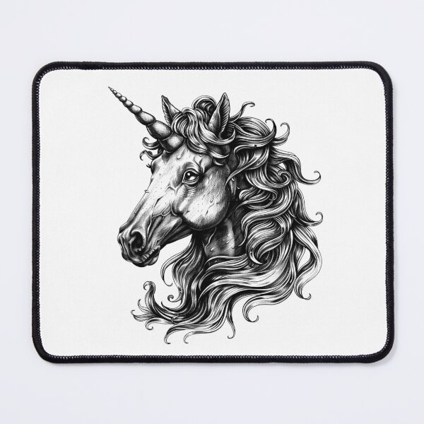 Item preview, Majestic Unicorn Head – Dark Fantasy Line Art Illustration designed and sold by inkoutninja.
