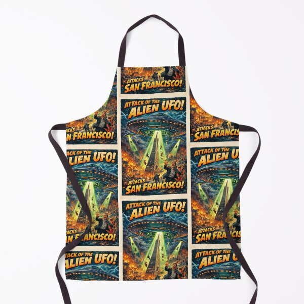 Item preview, Attack of Alien UFO - Attacks on San Francisco poster designed and sold by PIXEL POP DESIGNS - Beyond the Norm!.