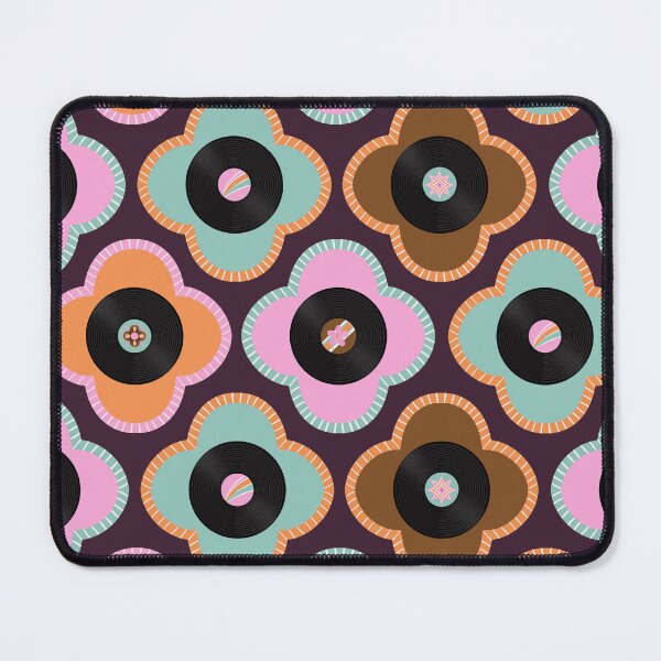Item preview, Retro records and groovy quatrefoils pattern designed and sold by Home Cyn Home.