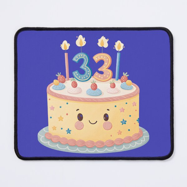 Item preview, Cute 33rd Birthday Cake Illustration – Happy Birthday Celebration Design designed and sold by A1MarketDesigne.