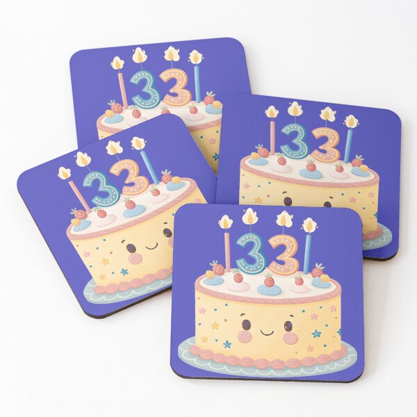 Item preview, Cute 33rd Birthday Cake Illustration – Happy Birthday Celebration Design designed and sold by A1MarketDesigne.