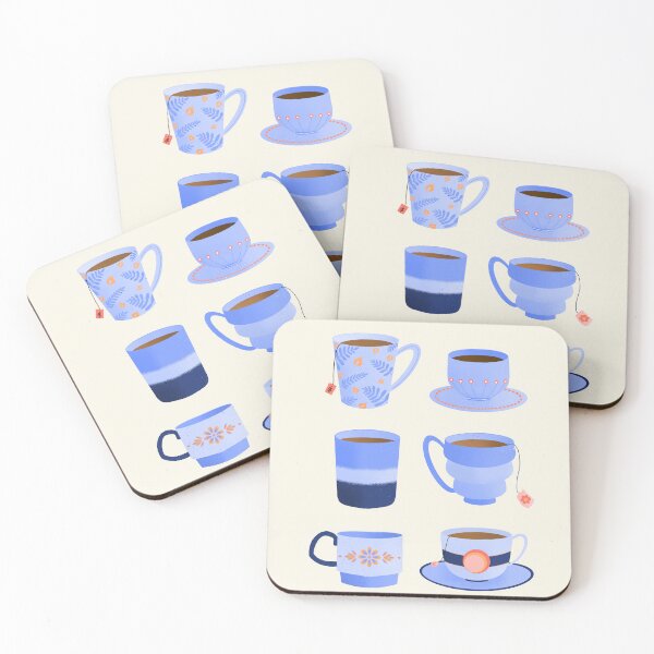 Item preview, Retro tea party - blue ceramic cups designed and sold by Home Cyn Home.