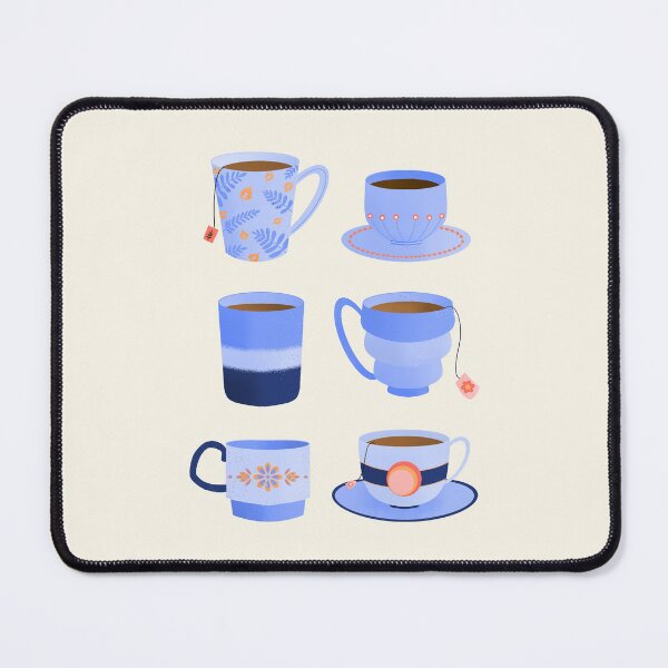 Item preview, Retro tea party - blue ceramic cups designed and sold by Home Cyn Home.