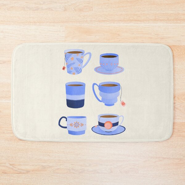 Item preview, Retro tea party - blue ceramic cups designed and sold by Home Cyn Home.