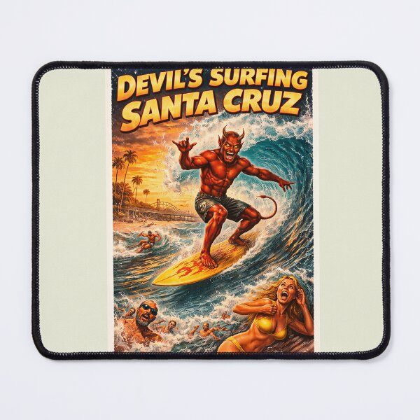 Item preview, Devil surfs Santa Cruz, California  designed and sold by PIXEL POP DESIGNS - Beyond the Norm!.