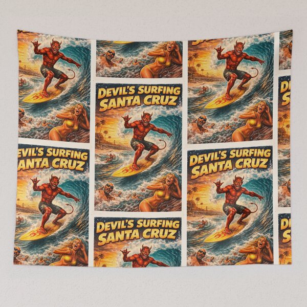 Item preview, Devil surfs Santa Cruz, California  designed and sold by PIXEL POP DESIGNS - Beyond the Norm!.