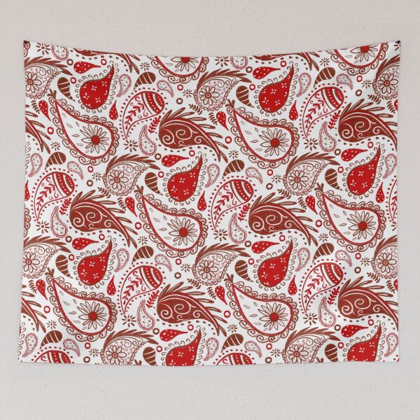 Item preview, Red and white bandana paisley pattern designed and sold by Home Cyn Home.