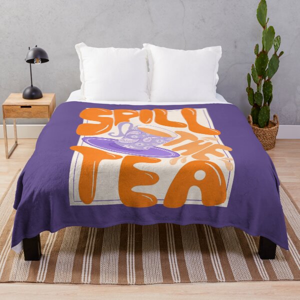 Item preview, Spill the tea - retro hand lettering - orange and purple designed and sold by Home Cyn Home.