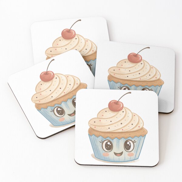 Item preview, Cute Kawaii Birthday Cupcake with Cherry – Adorable Pastel Dessert Illustration designed and sold by A1MarketDesigne.