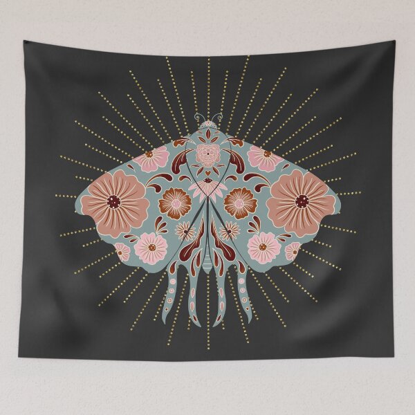 Item preview, Dark Academia floral moth silhouette designed and sold by Home Cyn Home.