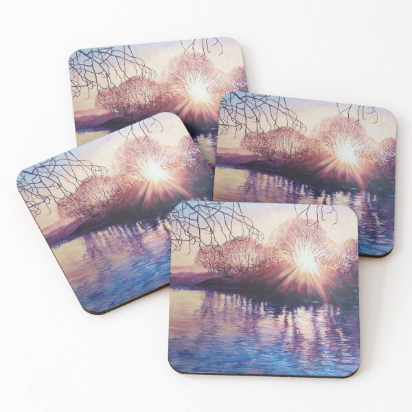 Item preview, Misty Sunrise over the Norfolk Broads – Winter Landscape Painting, Tranquil Nature Art designed and sold by artistworks512.