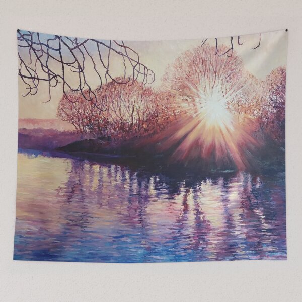 Item preview, Misty Sunrise over the Norfolk Broads – Winter Landscape Painting, Tranquil Nature Art designed and sold by artistworks512.