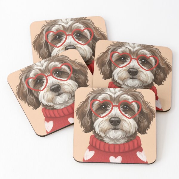 Item preview, Cute Valentine Dog Wearing Heart Glasses & Red Sweater – Romantic Puppy Illustration designed and sold by GiftsCreek.