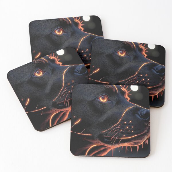 Item preview, Rottweiler Dog Gold Ember Glow Noir Protective Loyalty Guard Sparks designed and sold by mildaclairmo.
