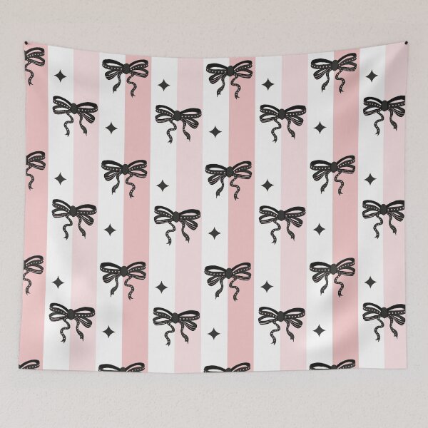Item preview, Black Coquette Bows and Pink Stripes designed and sold by Home Cyn Home.