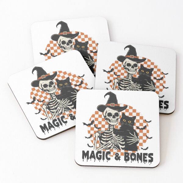 Item preview, Magic and Bones – skeleton hugging a kitten designed and sold by LuloCreative.