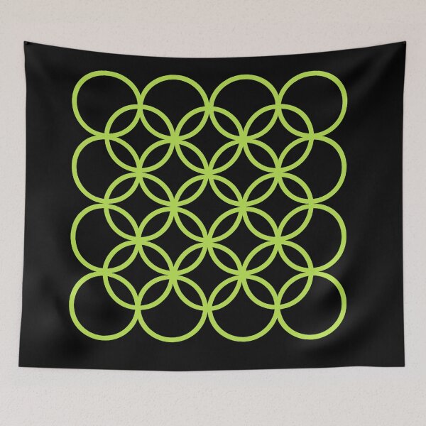 Item preview, Neon Lime Green Interlocking Circles Geometric Pattern designed and sold by Urban-InkStudio.