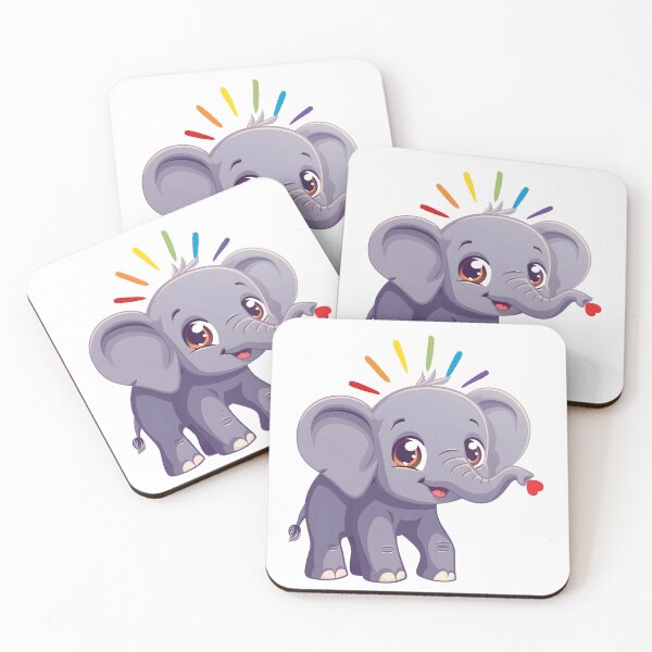 Item preview, Gentle Baby Elephant - Cute Gray Elephant with Rainbow Halo designed and sold by Love3Happy.