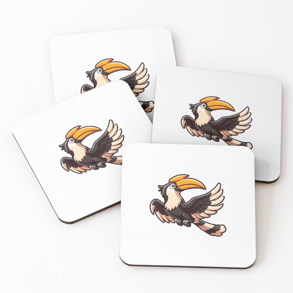 Item preview, Cute Cartoon Hornbill Bird Flying with Large Yellow Beak designed and sold by cave-canvas.