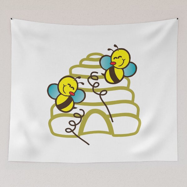 Item preview, Bee plays in front of bee nest designed and sold by tarek25.
