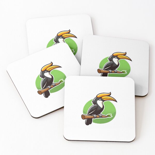Item preview, Great Hornbill Perched on a Branch Vector Illustration designed and sold by cave-canvas.