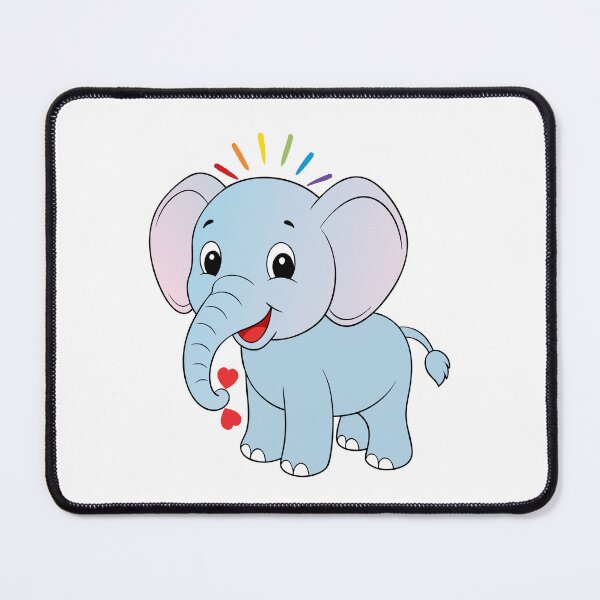 Item preview, Smiling Elephant - Happy Blue Elephant with Rainbow and Hearts designed and sold by Love3Happy.