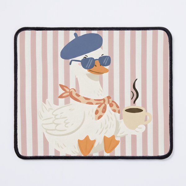 Item preview, Cute Goose with Coffee Wearing Beret – Cozy French Café Animal Illustration designed and sold by GiftsCreek.
