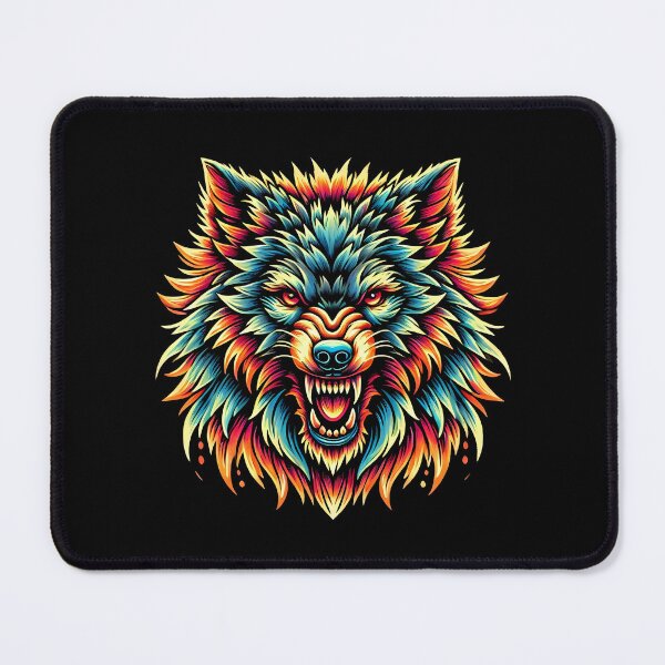 Item preview, Snarling Alpha Wolf Head with Vibrant Multi-Color Fur designed and sold by beast-net.