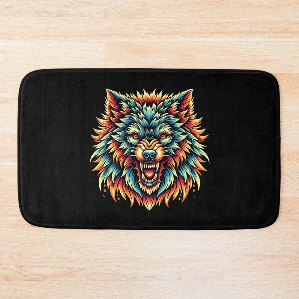 Item preview, Snarling Alpha Wolf Head with Vibrant Multi-Color Fur designed and sold by beast-net.