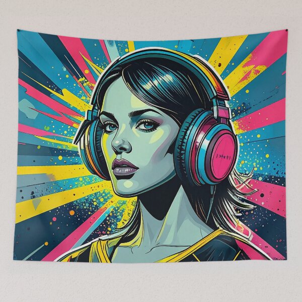 Item preview, Girl wearing a headphone designed and sold by MusicVibes.shop.