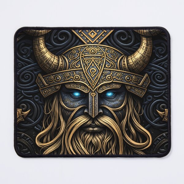 Item preview, Norse Warrior King with Glowing Blue Eyes designed and sold by Kaleidoscope Print.