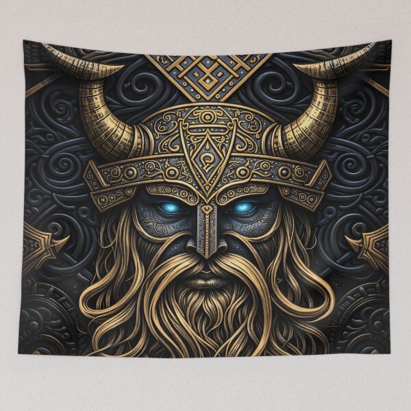 Item preview, Norse Warrior King with Glowing Blue Eyes designed and sold by Kaleidoscope Print.