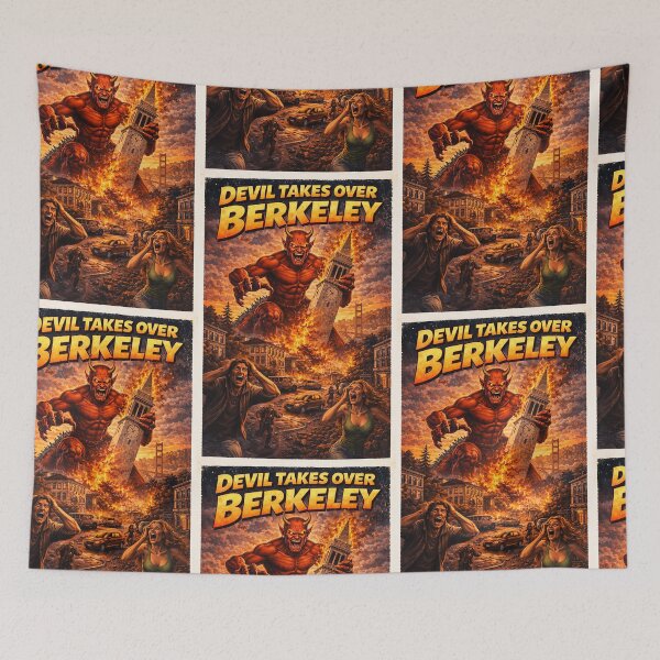 Item preview, Devil invades Berkeley, California comic book poster designed and sold by PIXEL POP DESIGNS - Beyond the Norm!.