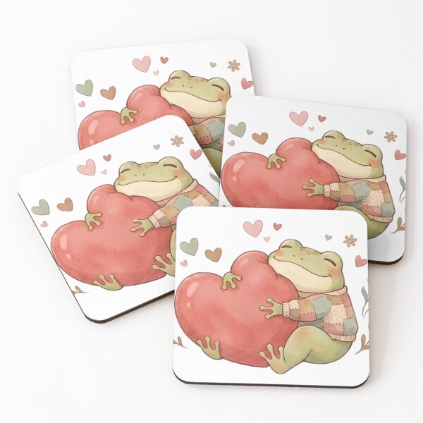 Item preview, Cozy Cottagecore Frog Hugging Heart Watercolor designed and sold by auxincaftan0o.