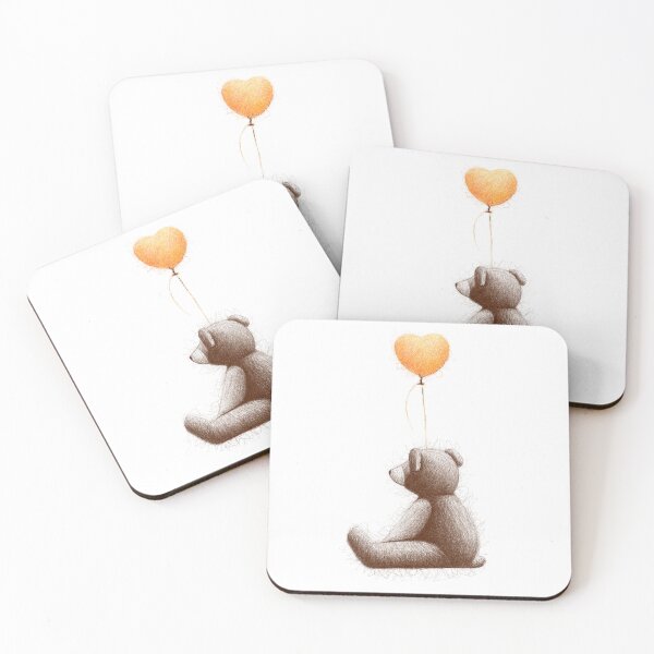 Item preview, Cute Teddy Bear Holding Heart Balloon designed and sold by JacanaArtprint.