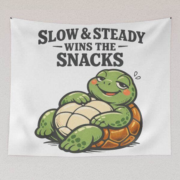 Item preview, Slow and Steady Wins the Snacks Lazy Sea Turtle Vintage Cartoon designed and sold by zoughlal.