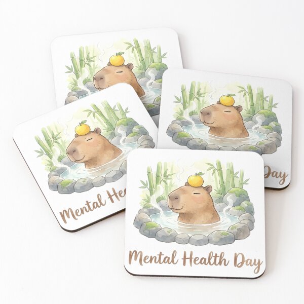 Item preview, Cute Zen Capybara Mental Health Day Watercolor designed and sold by auxincaftan0o.