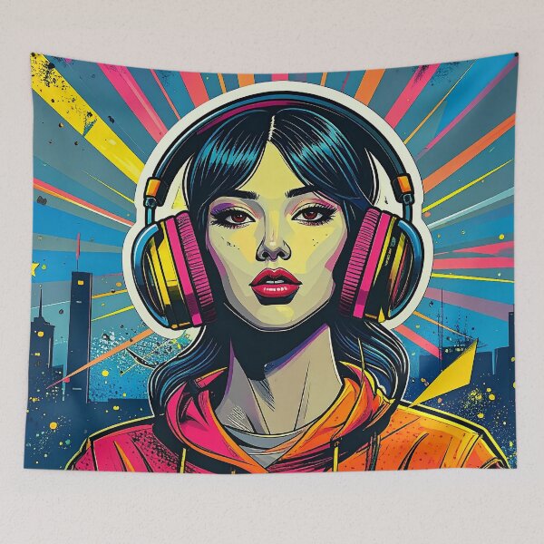 Item preview, Girl wearing a headphone designed and sold by MusicVibes.shop.