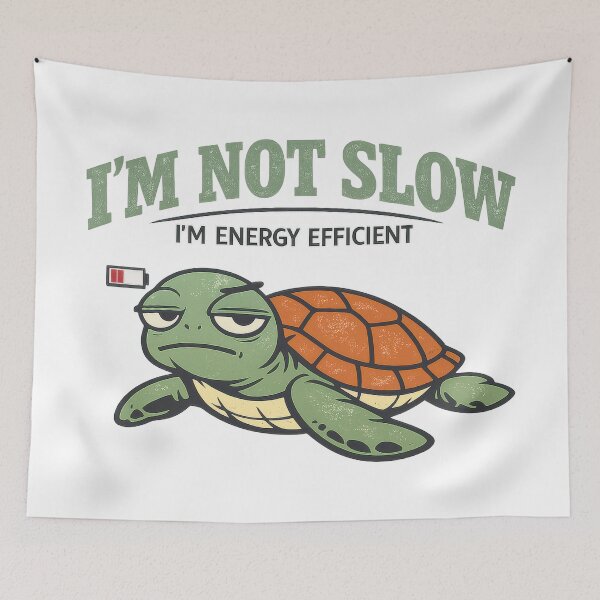 Item preview, Energy Efficient Sea Turtle Retro Quote with Grumpy Cute Mood designed and sold by zoughlal.