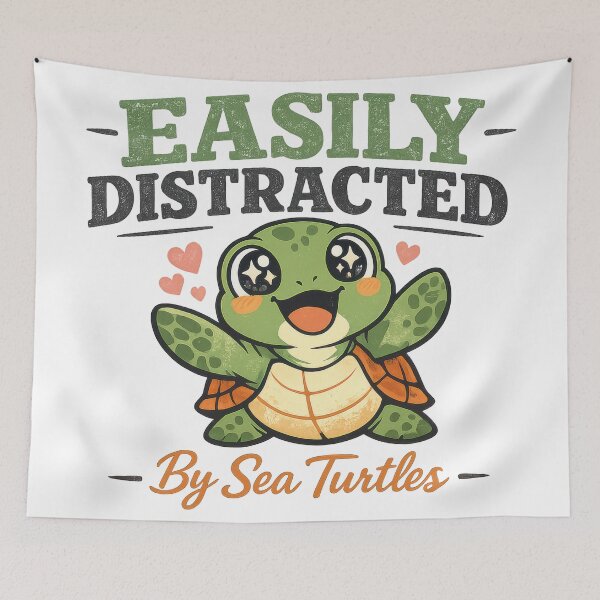 Item preview, Easily Distracted by Sea Turtles Excited Typographic Layout designed and sold by zoughlal.