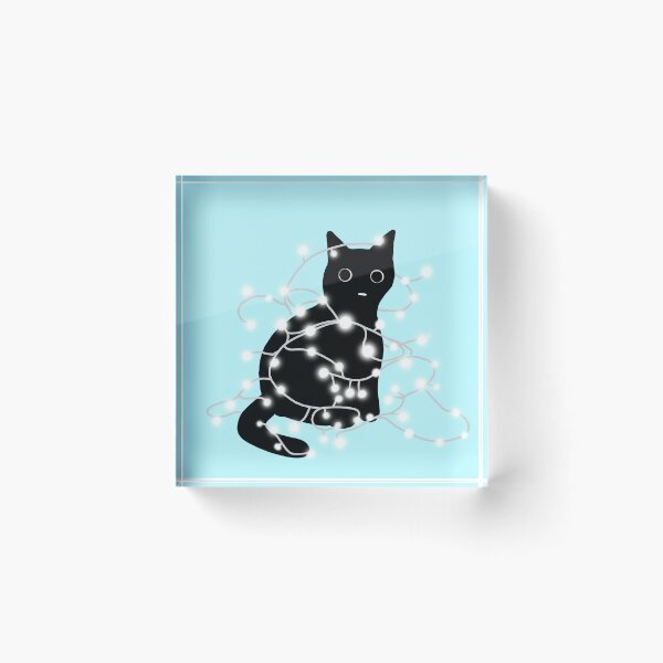 Item preview, Cat Tangled in Fairy Lights designed and sold by ThingsCatsDo.