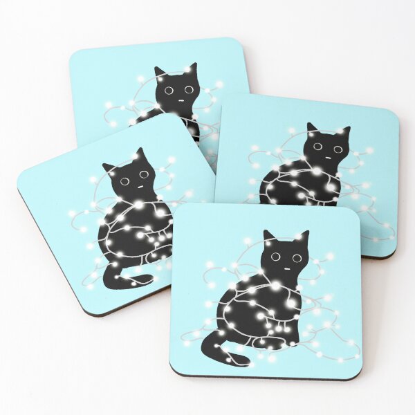 Item preview, Cat Tangled in Fairy Lights designed and sold by ThingsCatsDo.