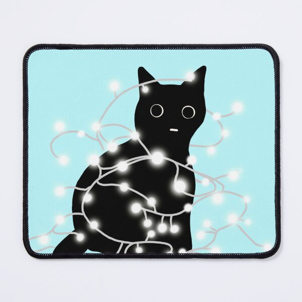 Item preview, Cat Tangled in Fairy Lights designed and sold by ThingsCatsDo.