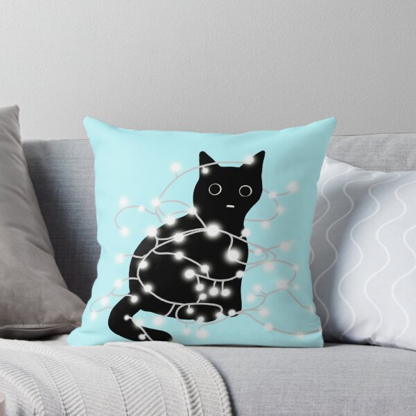 Item preview, Cat Tangled in Fairy Lights designed and sold by ThingsCatsDo.