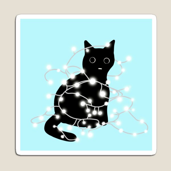 Item preview, Cat Tangled in Fairy Lights designed and sold by ThingsCatsDo.