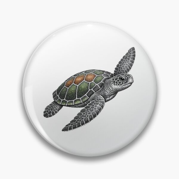 Item preview, Dotwork Stipple Sea Turtle Tattoo Style Pointillism Swim Motif designed and sold by zoughlal.