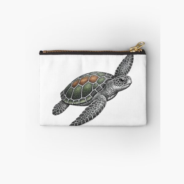 Item preview, Dotwork Stipple Sea Turtle Tattoo Style Pointillism Swim Motif designed and sold by zoughlal.