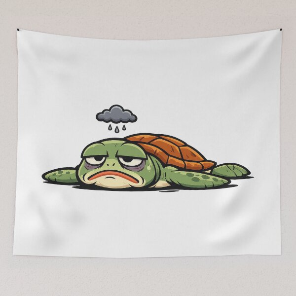 Item preview, Grumpy Monday Sea Turtle Exhausted Relatable Cartoon Mood designed and sold by zoughlal.
