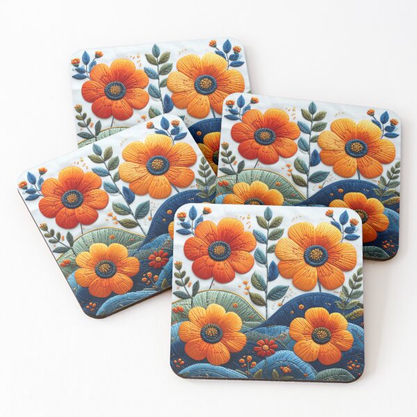 Item preview, Folk-Inspired Floral Embroidery Illustration designed and sold by mcraft studio.