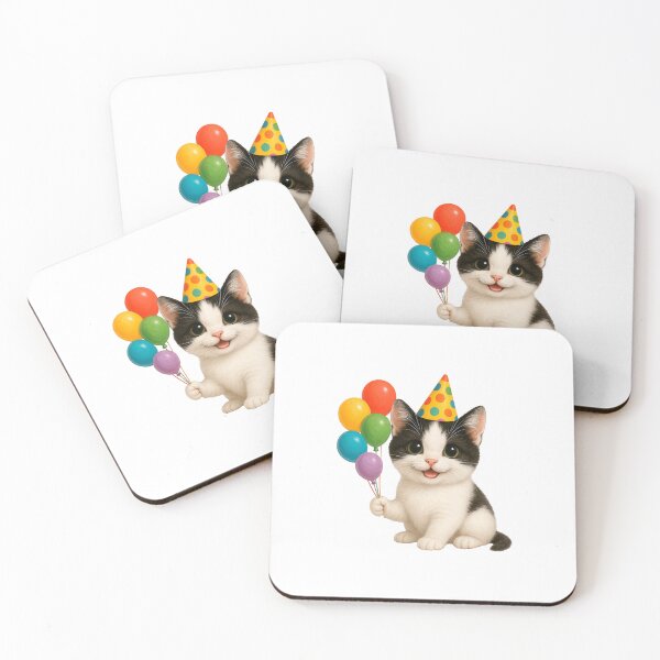Item preview, Kitten party hat with balloons designed and sold by paulrommer.